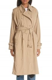 Tu es mon Tr  sor Imitation Pearl Embellished Trench Coat at Nordstrom