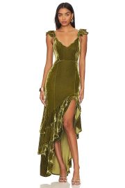 Tularosa Camille Gown in Deep Green at Revolve