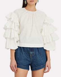 Tulia Ruffle Sleeve Blouse by Ulla Johnson at Intermix