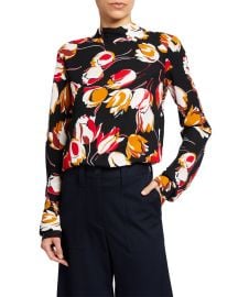 Tulip-Print Mock-Neck Shirt by Marni at Neiman Marcus