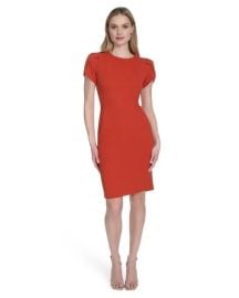 Tulip-Sleeve Scuba-Crepe Sheath Dress at Macys