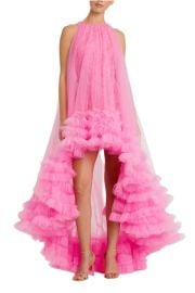 Tulle High Neck Sleeveless Ruffled Hem Hi-Lo Gown at Nordstrom