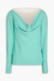 Tulle Paneled Draped Silk Blend Crepe Blouse at The Outnet