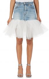 Tulle-Trimmed Denim Miniskirt  Ben Taverniti Unravel Project at Barneys