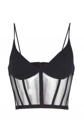 Tulle-Trimmed Stretch-Crepe Bustier Top at Moda Operandi