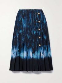 Tullius pleated printed crepe de chine midi skirt at Net a Porter