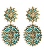 Turquoise and gold drop earrings by Yochi at Max & Chloe