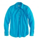 Turquoise blue shirt on New girl at J. Crew