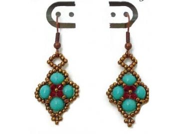 Turquoise diamond shaped earrings at Etsy