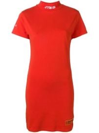 Turtleneck Dress In Red/white by Heron Preston at Farfetch