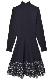 Turtleneck Lace Hem Knit Dress by Lela Rose at Hampden