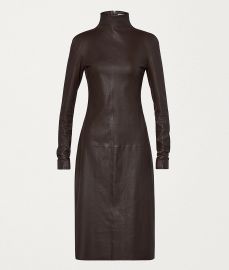 Turtleneck Stretch Leather Midi Dress  at Bottega Veneta