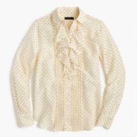 Tuxedo Ruffle Top In Polka-Dot Silk at J. Crew