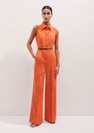 Tweed Fray Trim Jumpsuit at Me + Em