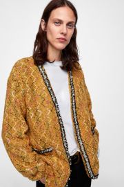 Tweed Jacket with Faux Pearls by Zara at Zara