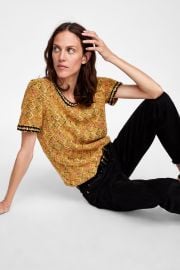 Tweed Top with Faux Pearls by Zara at Zara