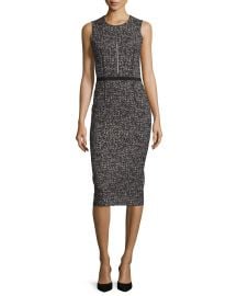 Tweed Zip Front Sheath Dress at Michael Kors