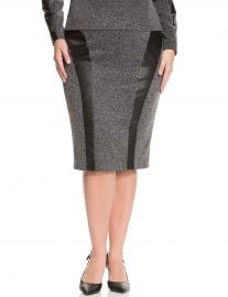 Tweed and Faux Leather Pencil Skirt at Lane Bryant