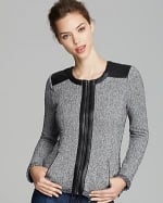 Tweed and leather jacket by Aqua at Bloomingdales