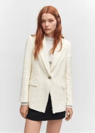 Tweed blazer with jewel button - Women Mango USA at Mango