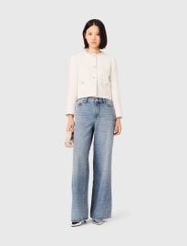 Tweed jacket with pearl trim White For Women at Maje