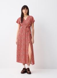 Twik at Simons Printed wraparound maxi dress in Ruby Vermilion at Simons