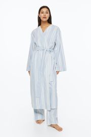 Twill Bathrobe - Light bluestriped - Ladies HampM US at H&M