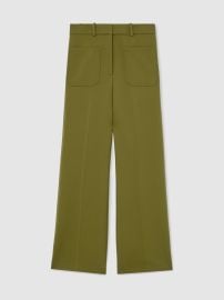 Twill Patch-Pocket Flared Trousers in Chartreuse Green - Size US 0 R at Reiss