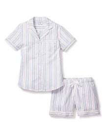 Twill Short Sleeve Short Set in Vintage French Stripes at Petite Plume