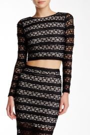 Twist Back Long Sleeve Lace Crop Top at Nordstrom Rack