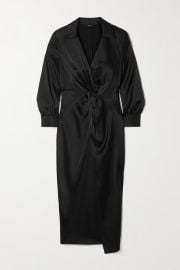 Twist Front Long Sleeve Satin Dress by Theory at Net A Porter