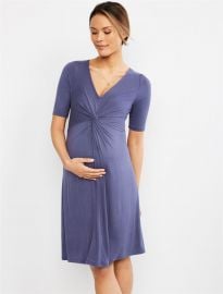 Twist Front V-Neck Maternity Dress at Motherhood