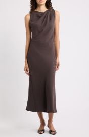 Twist Shoulder Crepe Midi Dress at Nordstrom