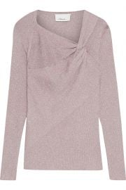 Twist-front metallic ribbed-knit top at The Outnet