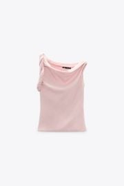 Twisted Linen Blend Top at Zara