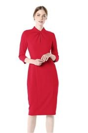 Twisted Neckline Sheath Dress by Donna Morgan at Amazon