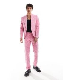 Twisted Tailor Magnussen skinny jacket in pink at ASOS
