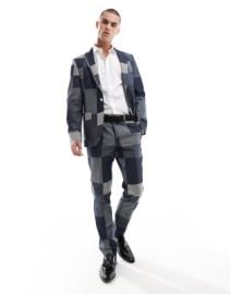 Twisted Tailor suit pants in denim patch - part of a set at ASOS