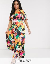 Twisted Wunder Plus tea midaxi dress in retro star print at ASOS