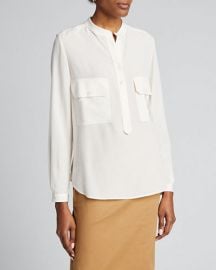 Two-Pocket Button-Placket Long-Sleeve Silk Blouse Stella McCartney at Bergdorf Goodman