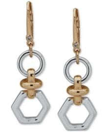 Two-Tone Circle & Hexagon Link Drop Earrings at Macys