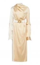 Two-Tone Draped Silk-Blend Midi Dress at Moda Operandi