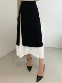 Two Tone Pleated Long Skirt COMMENSE at Commense