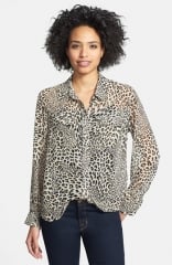 Two by Vince Camuto Leopard Print Utility Blouse at Nordstrom