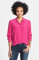 Two by Vince Camuto Silk Utility Blouse in fuschia at Nordstrom