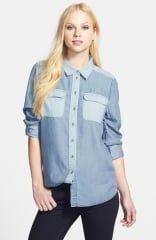 Two by Vince Camuto Two-Tone Denim Utility Shirt at Nordstrom