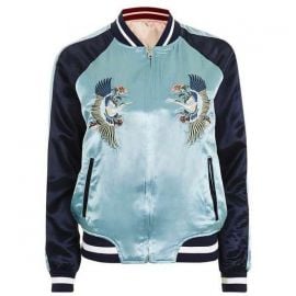 Two-in-One Reversible Bomber Jacket Blue at Topshop