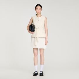 Two-material mini dress in Ecru for Women Paris at Sandro