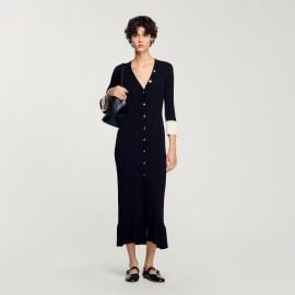 Two-tone knit maxi dress black gray For Women Paris at Sandro