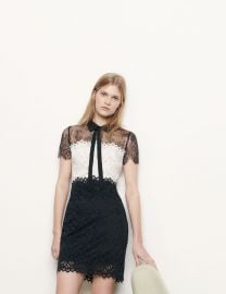 Two-tone lace dress at Sandro